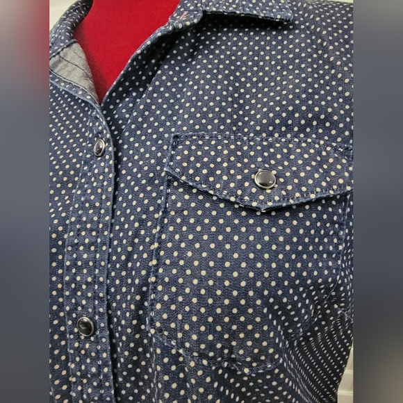 Gap 1969 long sleeve polka dot chambray top size XS - Picture 7 of 8